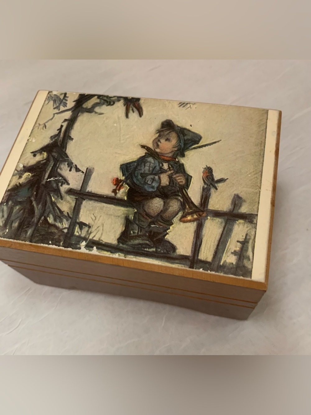 VTG REUGE HUMMEL BOY ON THE FENCE MUSIC BOX SWISS MUSICAL MOVEMENT